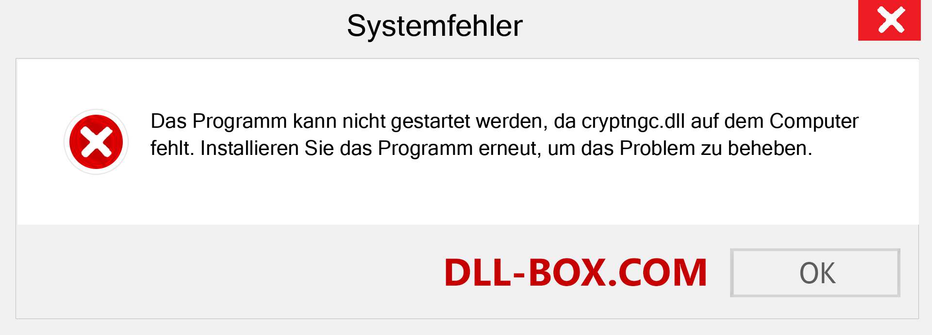 cryptngc.dll-Datei fehlt?. Download für Windows 7, 8, 10 - Fix cryptngc dll Missing Error unter Windows, Fotos, Bildern